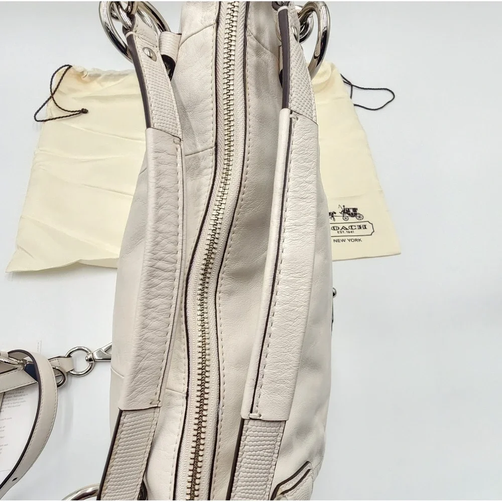 Coach Kristin Round Satchel White Nappa Leather Crossbody Strap Dustbag 19295